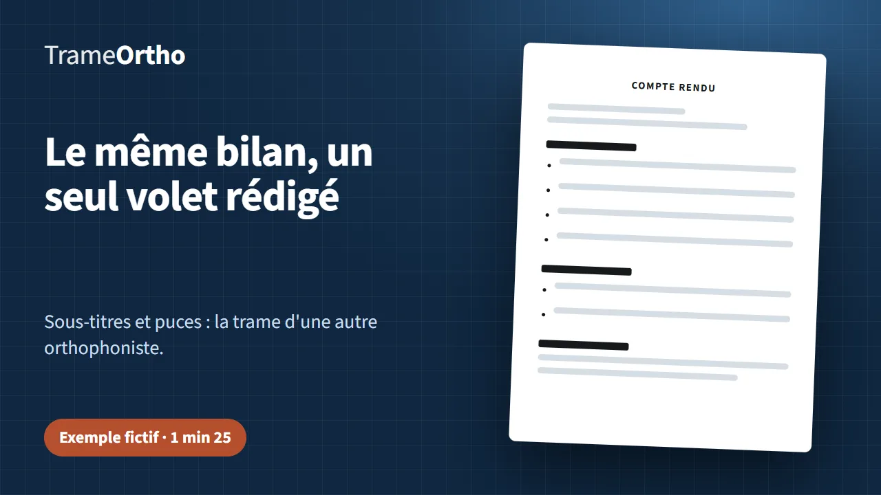 Vignette : un compte rendu de bilan de langage oral et écrit, en un seul volet avec puces